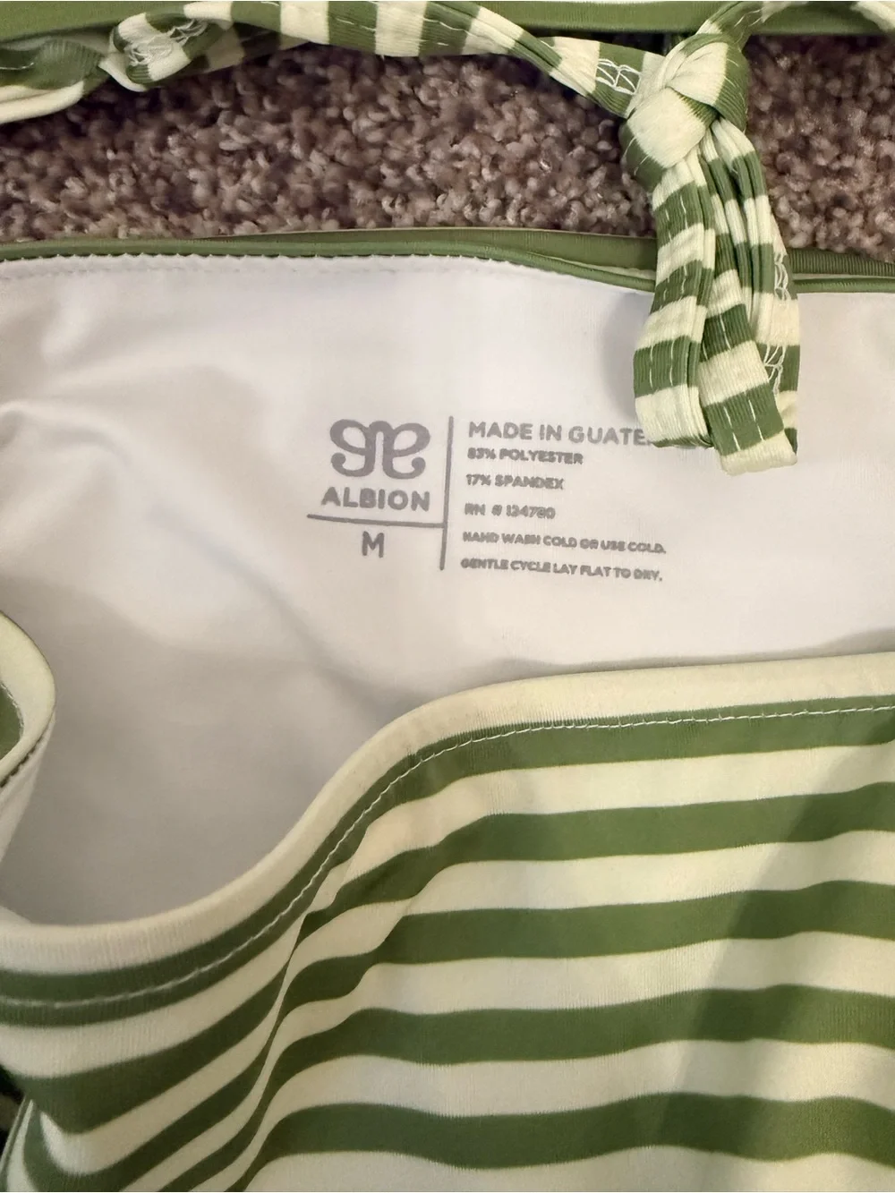 Albion Swim 2 Piece Set Sage Stripe (size medium and large)